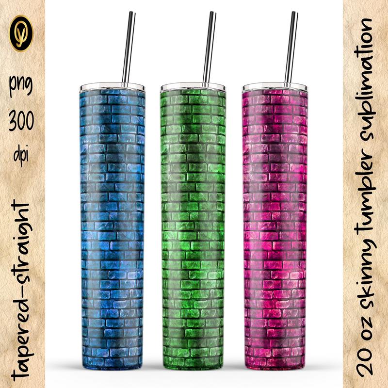 20 Oz Skinny Tumbler Brick Texture Sublimation Design Pack