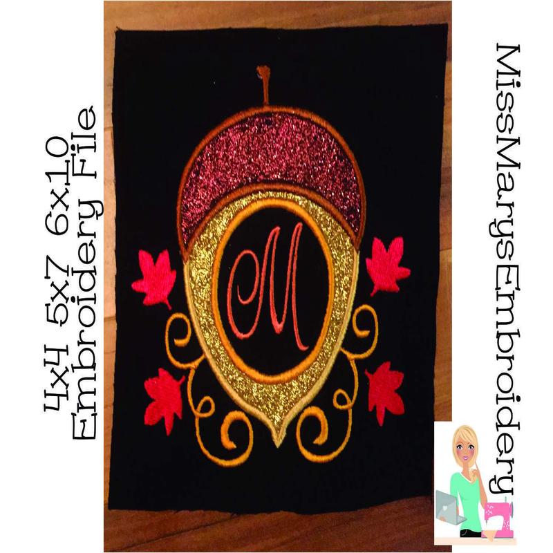 Acorn Applique Monogram Embroidery Frame