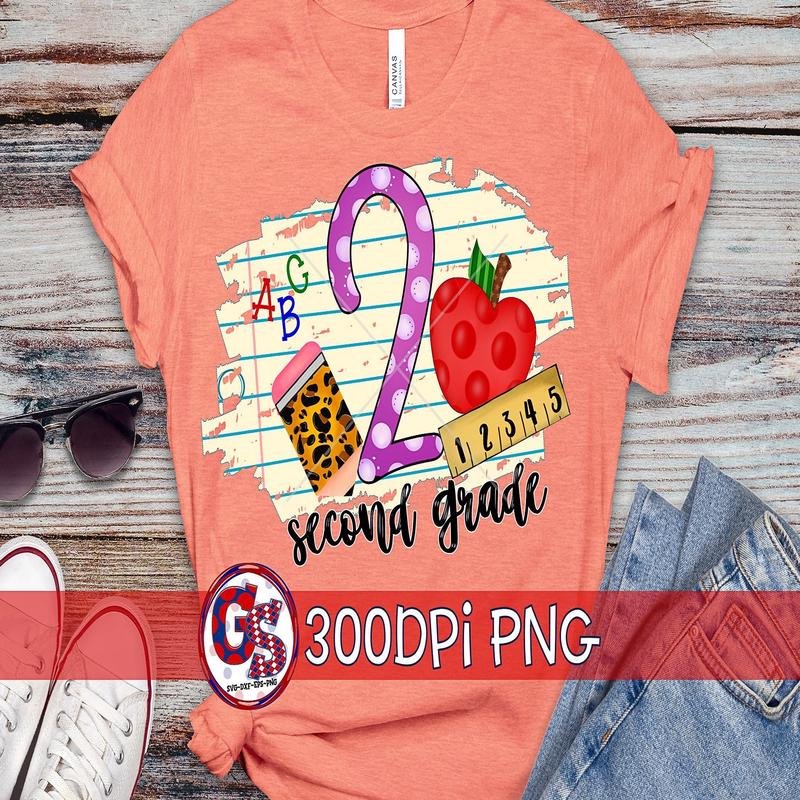 2nd Grade Back to School PNG for Sublimation