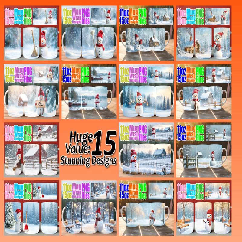 15x Mug Wrap Sublimation , Winter